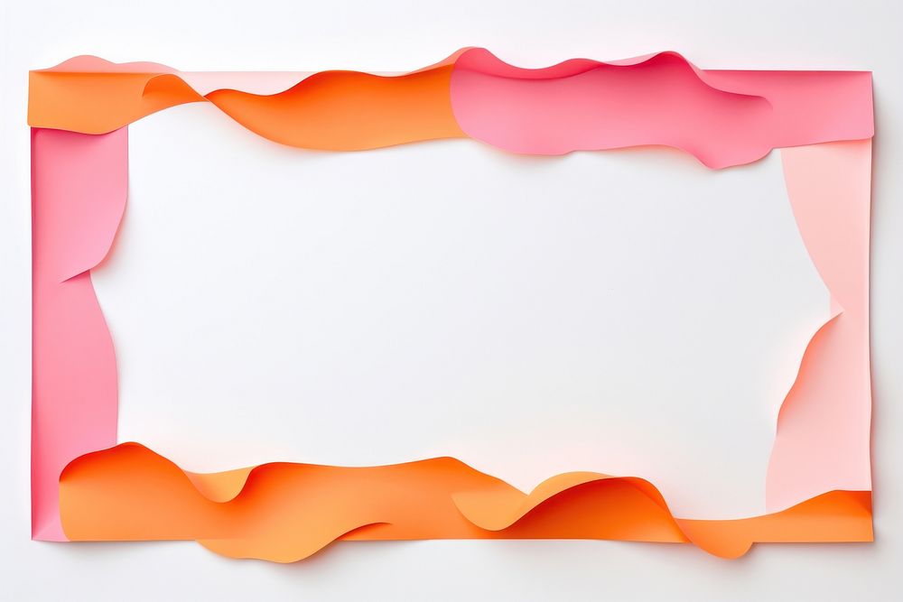 Torn strip of orange and pink paper border white background creativity rectangle.