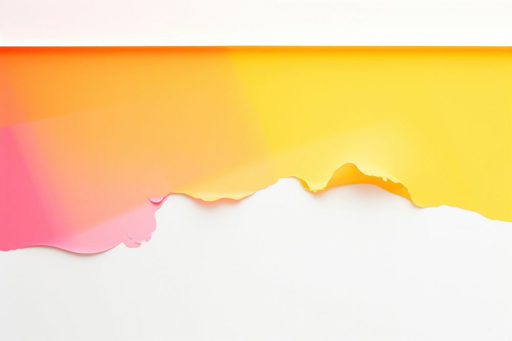 Torn strip of pink yellow and orange border backgrounds white background abstract.