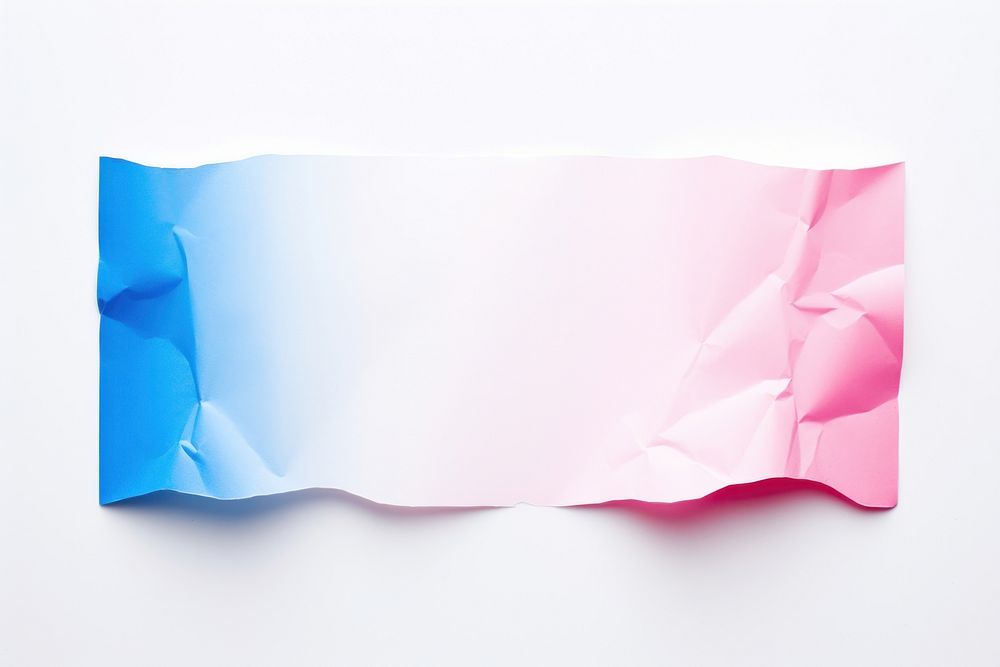 Torn strip of pink and blue paper white background creativity rectangle.
