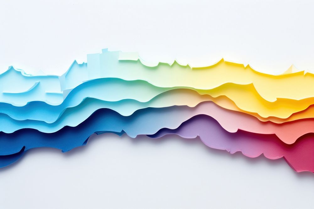Torn strip of rainbow paper backgrounds art white background.