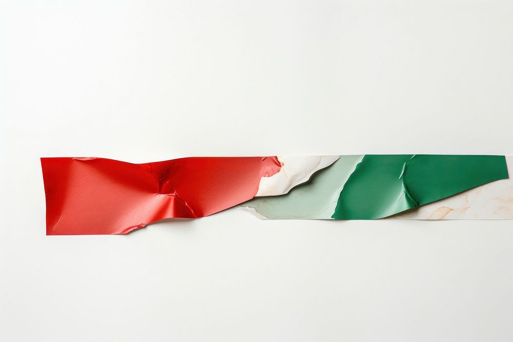 Torn strip of red and green paper border art white background accessories.