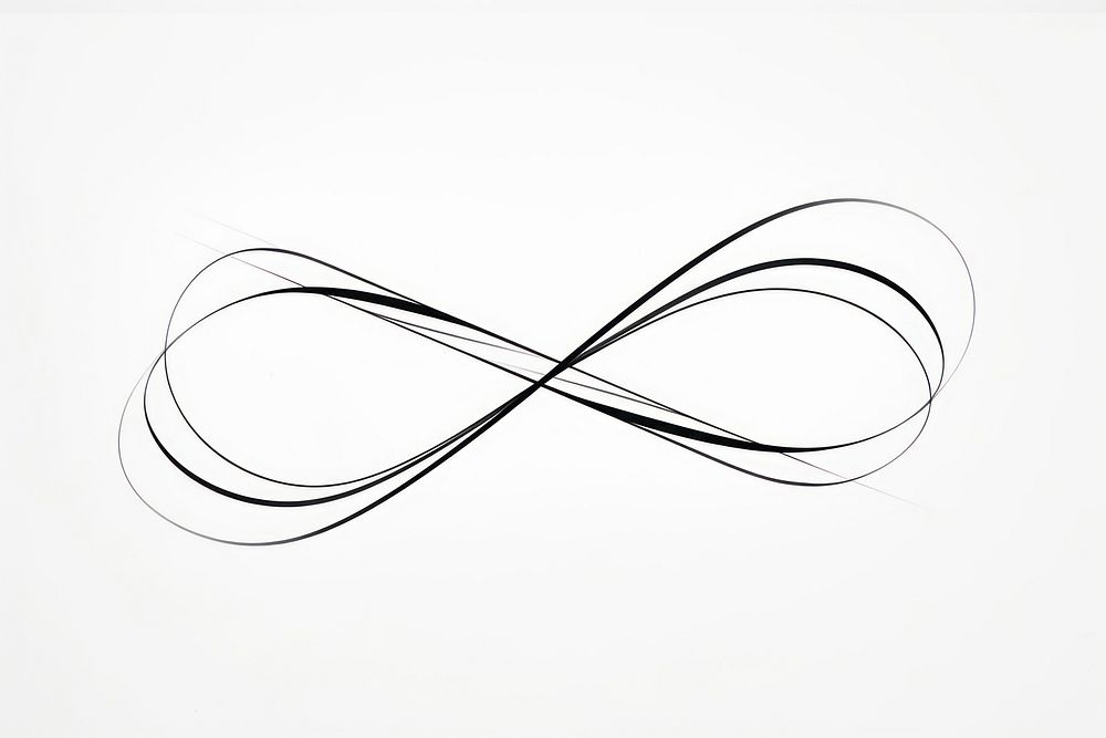 Infinity symbol sketch white line.