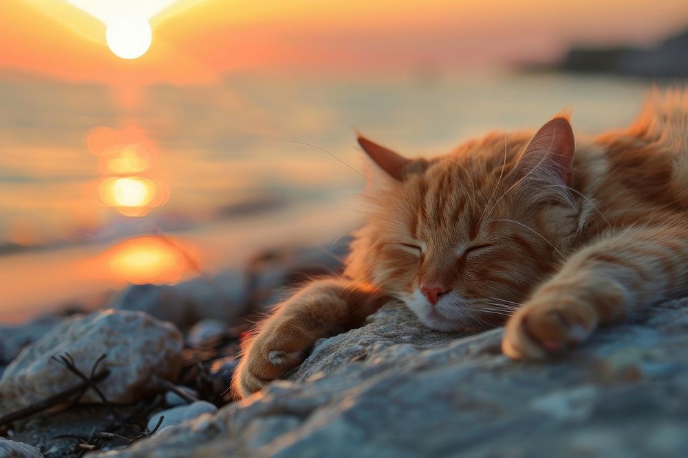Sunset sea sleeping outdoors.