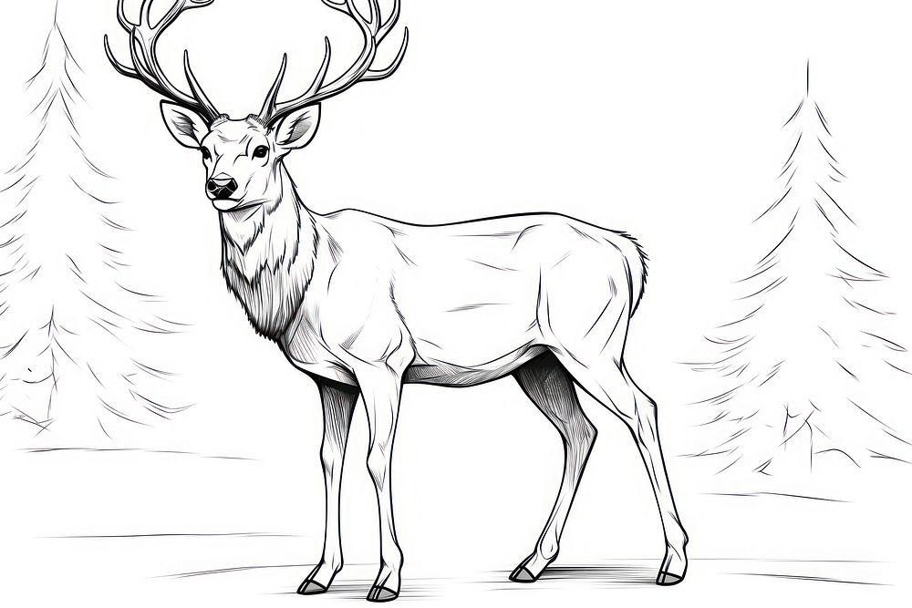 Deer sketch drawing animal.