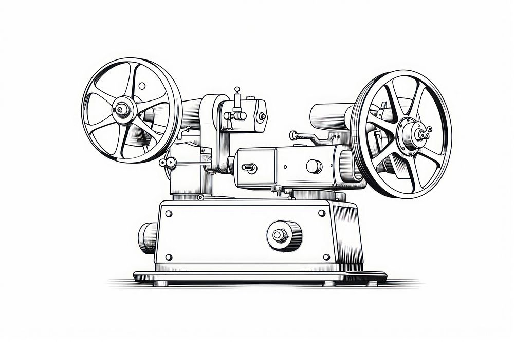 Film projector machine sketch wheel.