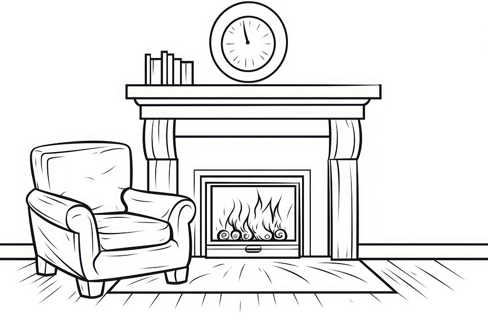 Fireplace furniture hearth sketch.