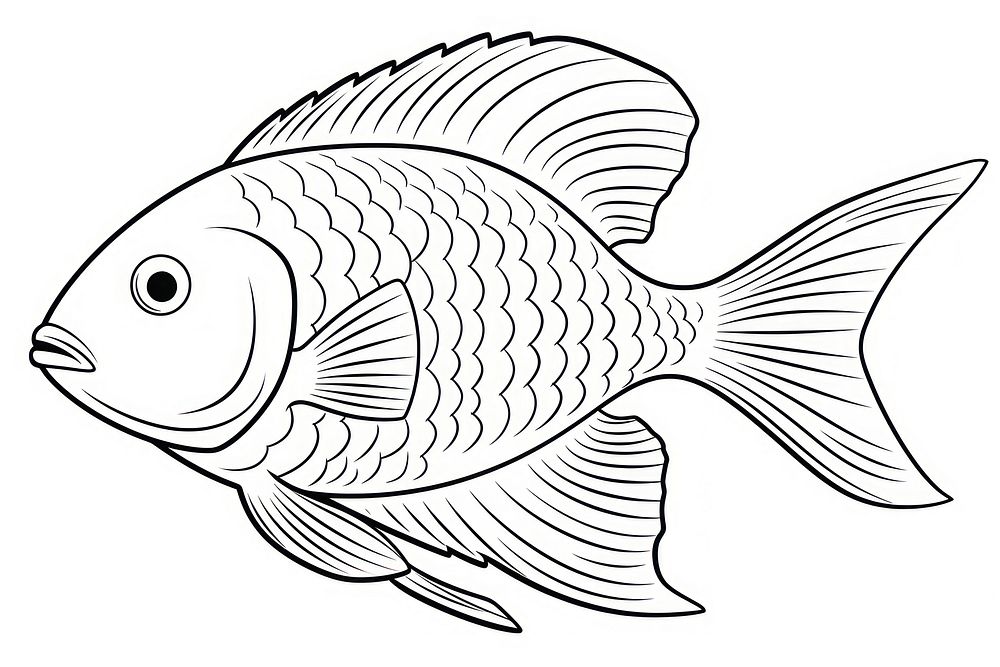 Fish sketch drawing animal.