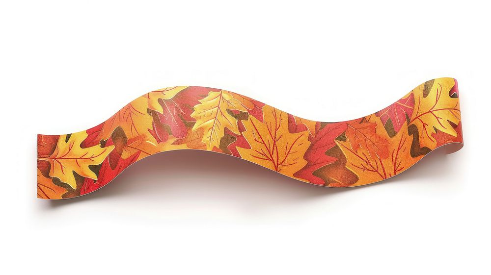 Doodle cartoon fall leaves pattern adhesive strip plant leaf white background.