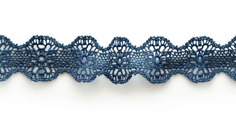 Indigo crochet lace tape adhesive strip jewelry white background accessories.