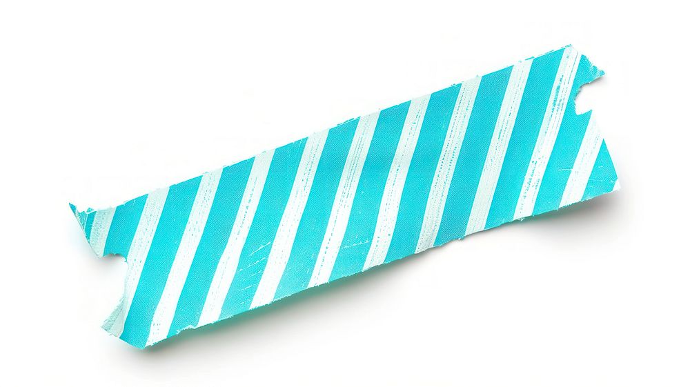 Retro minimal cyan herizontal stripes pattern adhesive strip paper white background confectionery.
