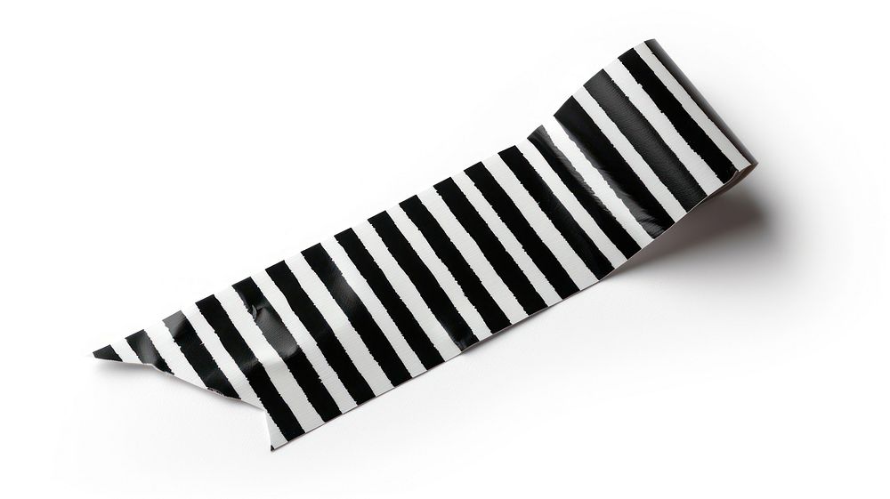 Retro minimal black herizontal stripes pattern adhesive strip white white background accessories.
