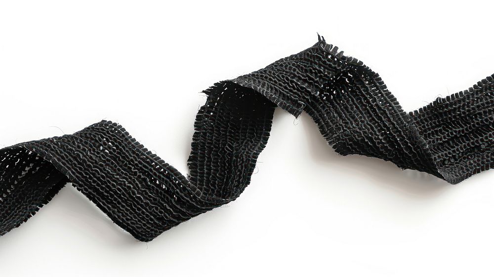 Rib knitted black tape adhesive strip white background accessories accessory.
