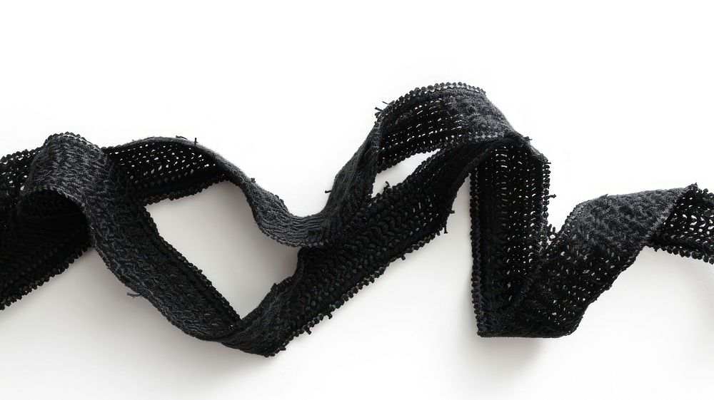 Rib knitted black tape adhesive strip white background accessories accessory.