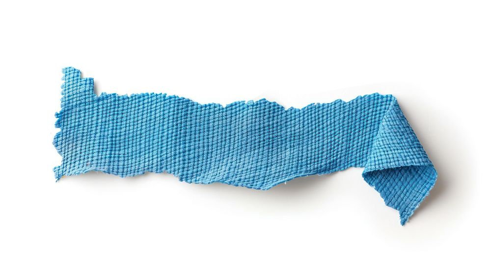 Rib knitted blue tape adhesive strip white background accessories turquoise.