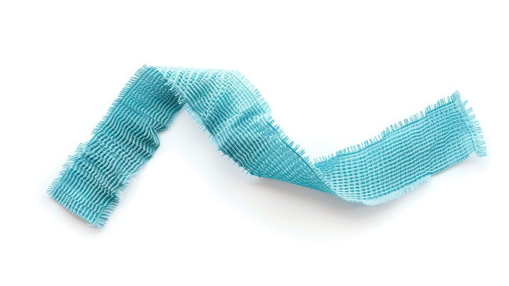 Rib knitted cyan tape adhesive strip white background accessories turquoise.
