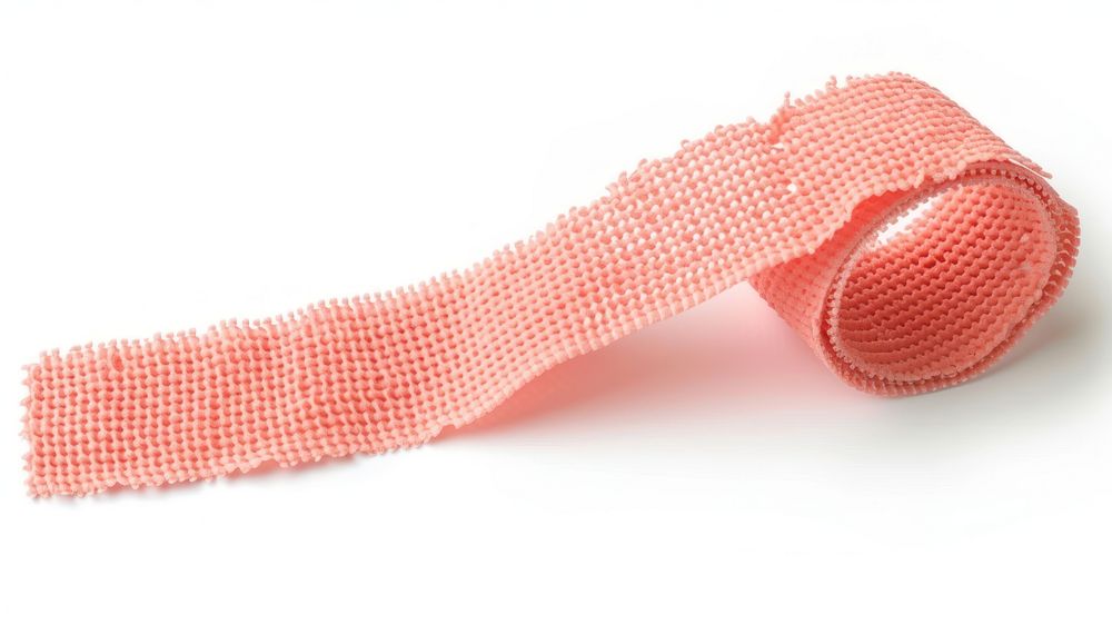 Rib knitted salmon pink color tape adhesive strip white background accessories accessory.