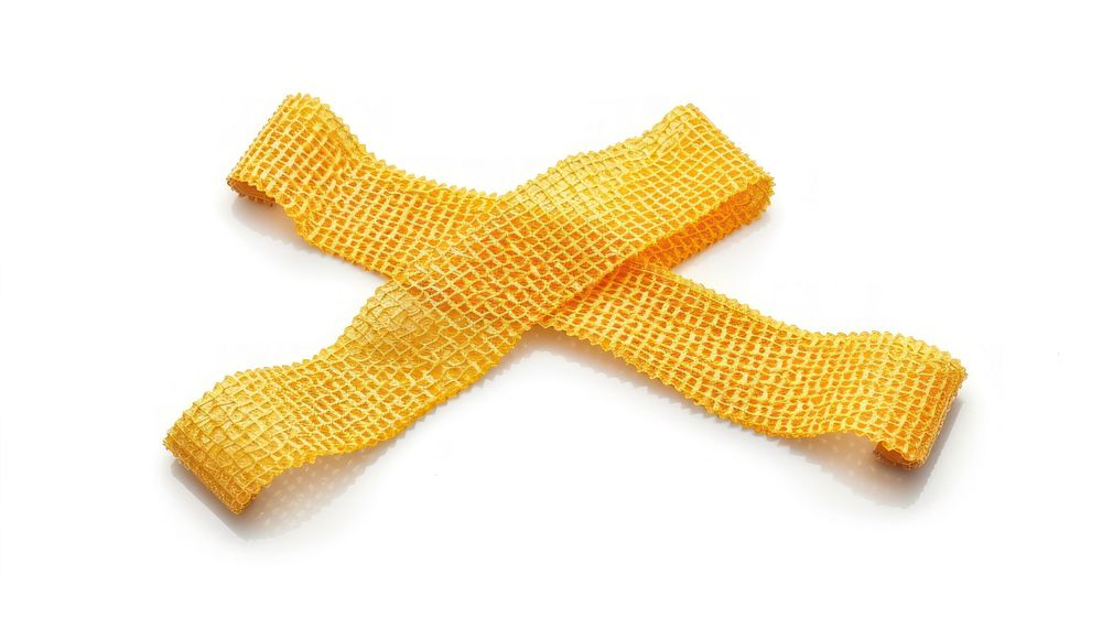 Rib knitted yellow tape adhesive strip white background accessories accessory.