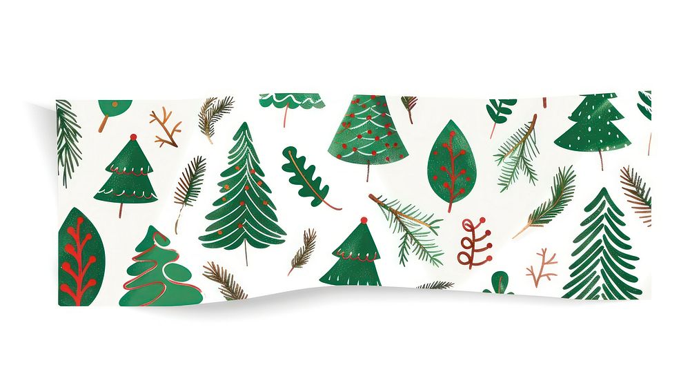 Small doodles cute cartoon repeating christmas tree vector pattern adhesive strip backgrounds plant white background.