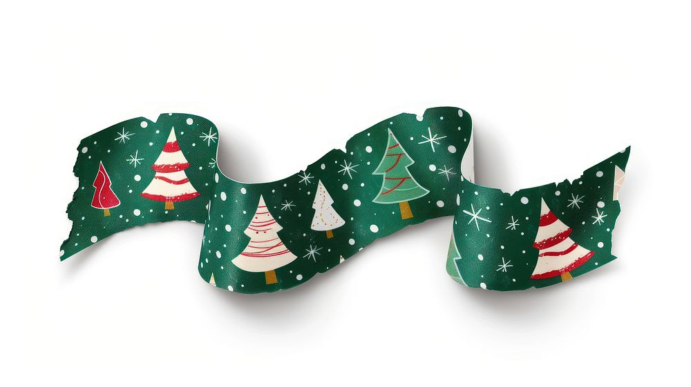 Small doodles cute cartoon repeating christmas tree vector pattern adhesive strip white background celebration accessories.