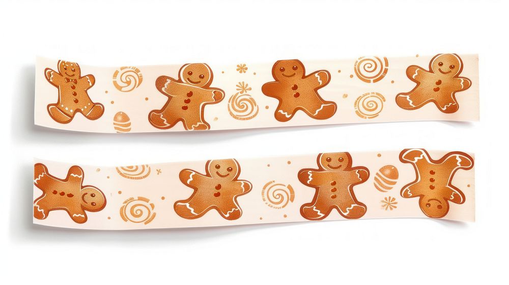 Small doodles cute cartoon repeating gingerbread vector pattern adhesive strip cookie food white background.