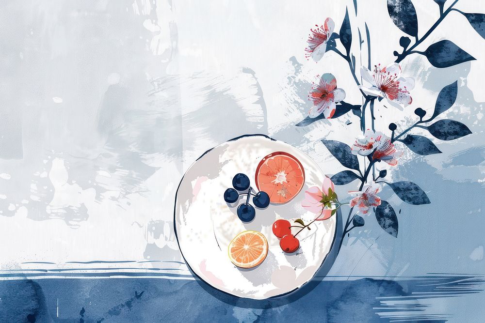 Cake background painting fruit flower.