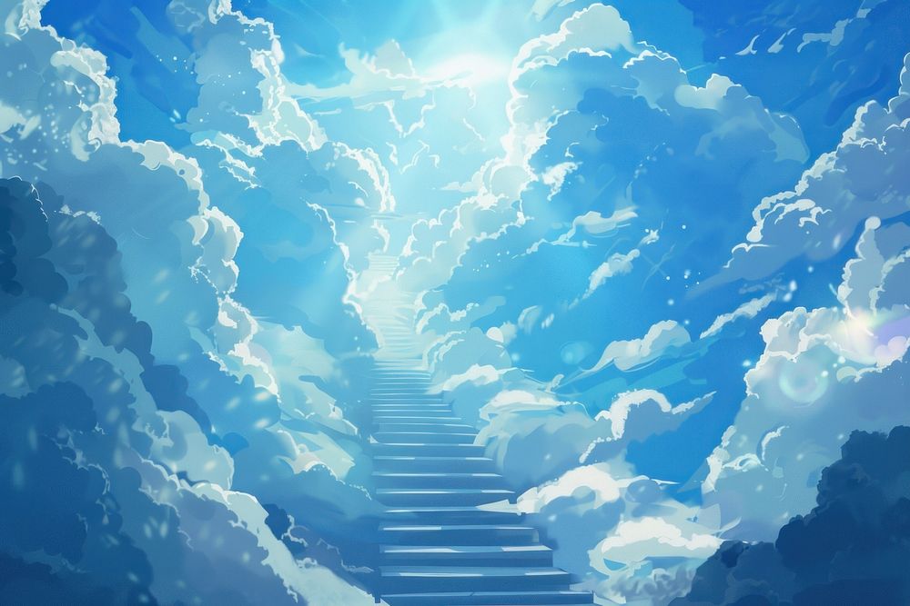 Sky backgrounds staircase sunlight.