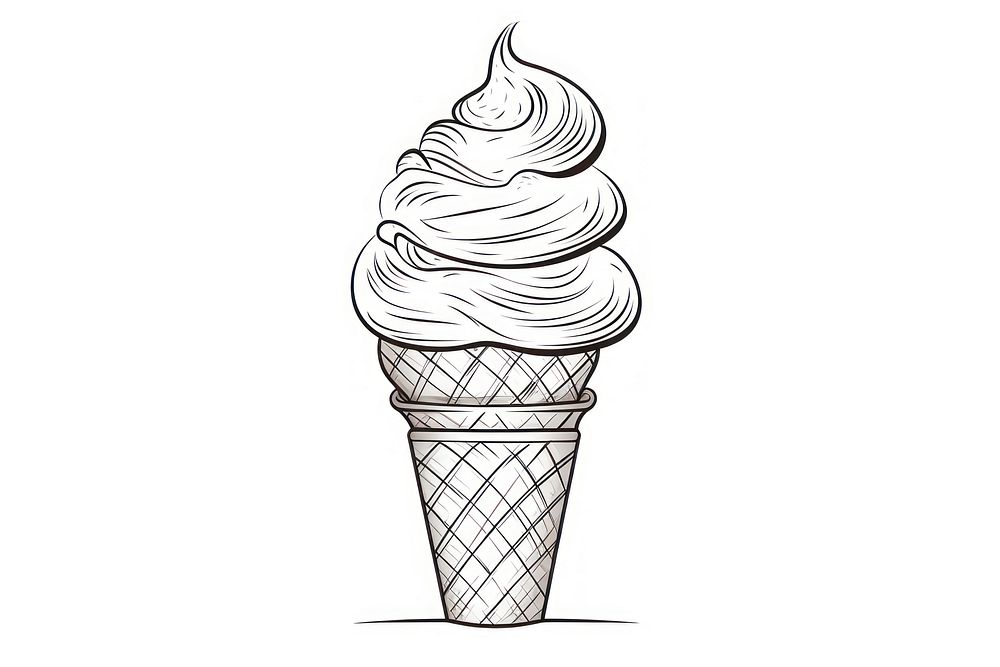 Ice cream cone dessert sketch food.