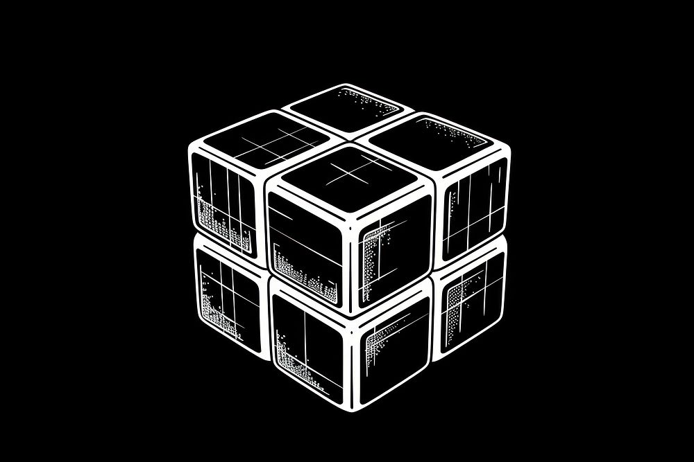 Rubik cube black white line.