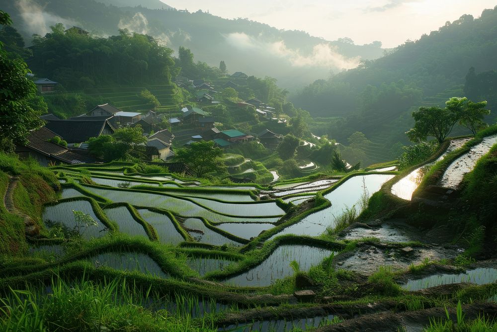 Rice terrace landscape outdoors nature.