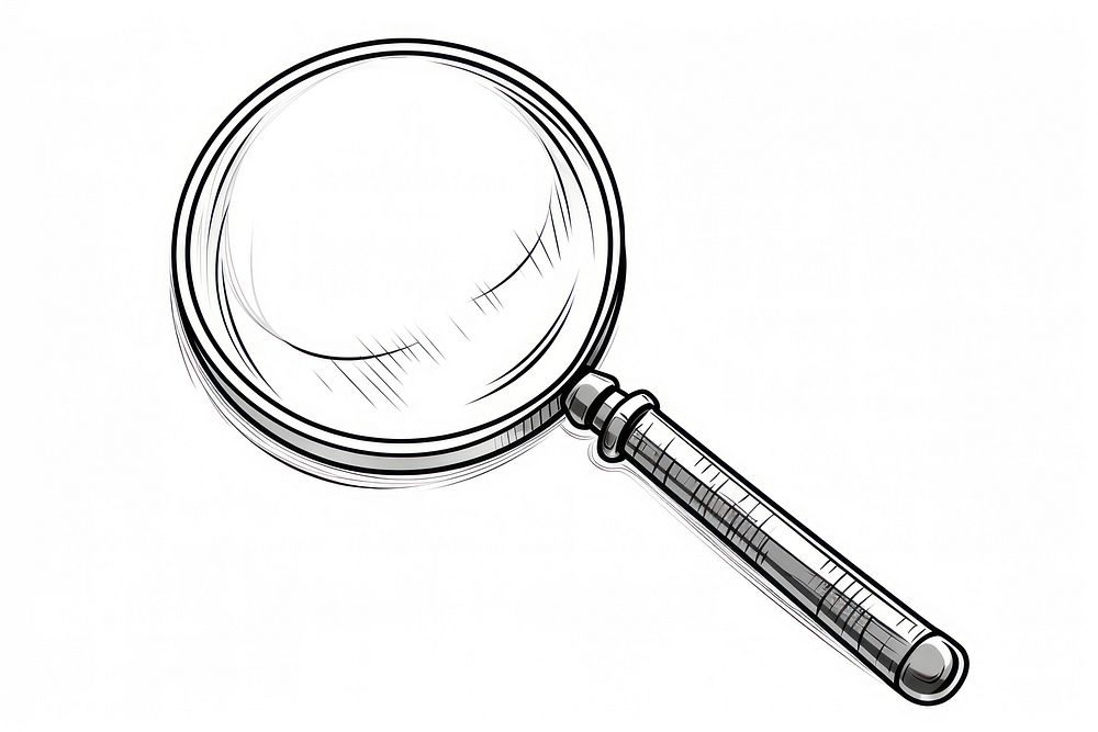 Magnifying glass sketch line white background.