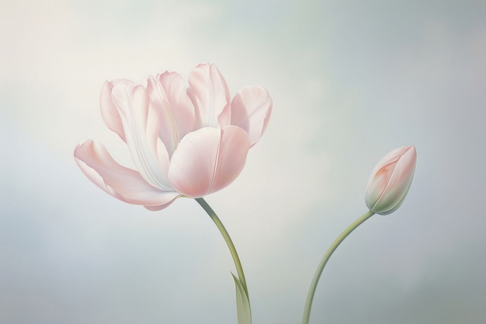 Painting of tulip outdoors blossom flower.