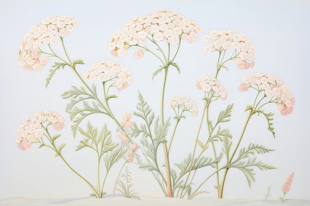 Painting of achillea drawing flower sketch.