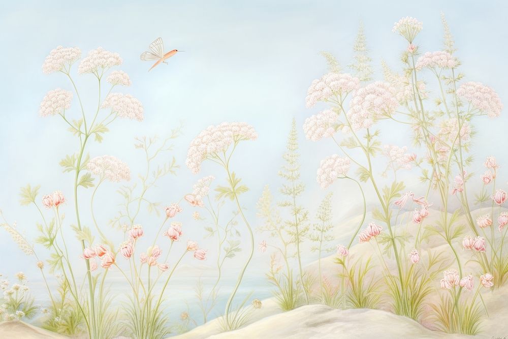 Painting of achillea backgrounds outdoors pattern.