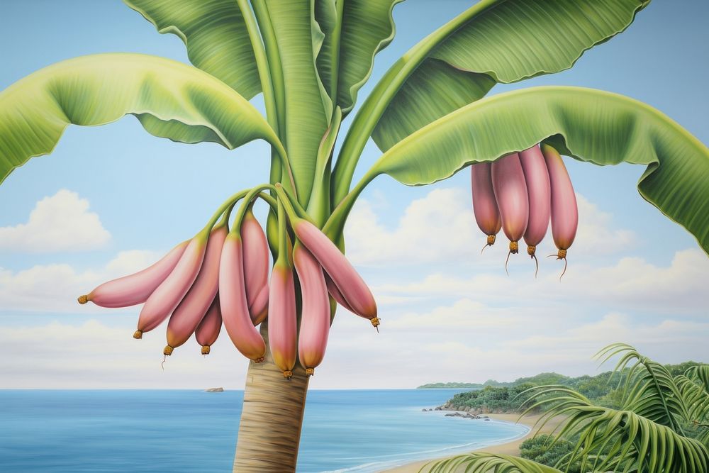 Painting of banana tree outdoors nature plant.