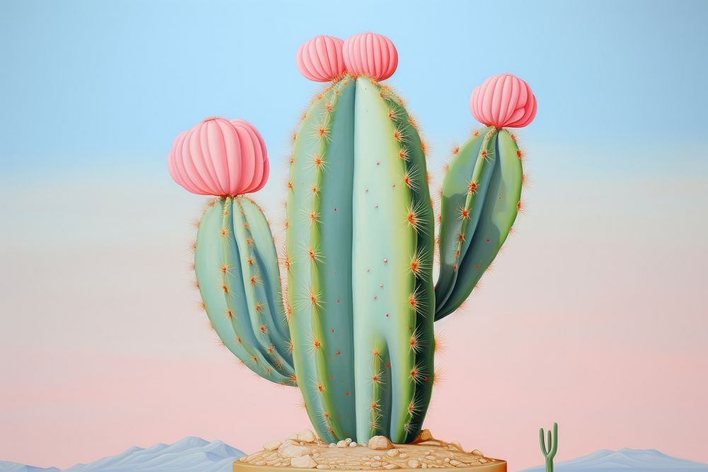 Painting of cactus plant outdoors nature.