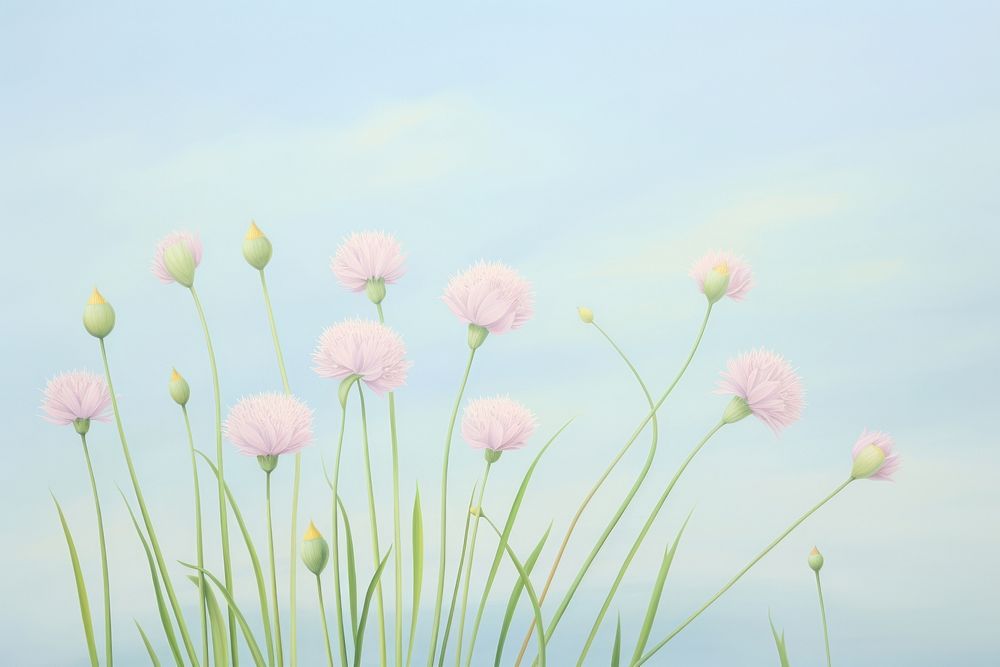 Painting of chives outdoors flower nature.
