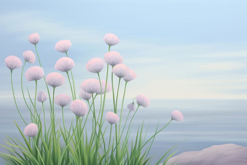 Painting of chives outdoors nature flower.
