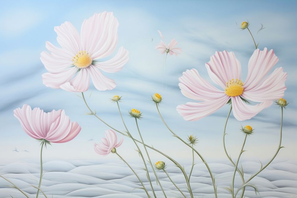 Painting of cosmos backgrounds outdoors flower.