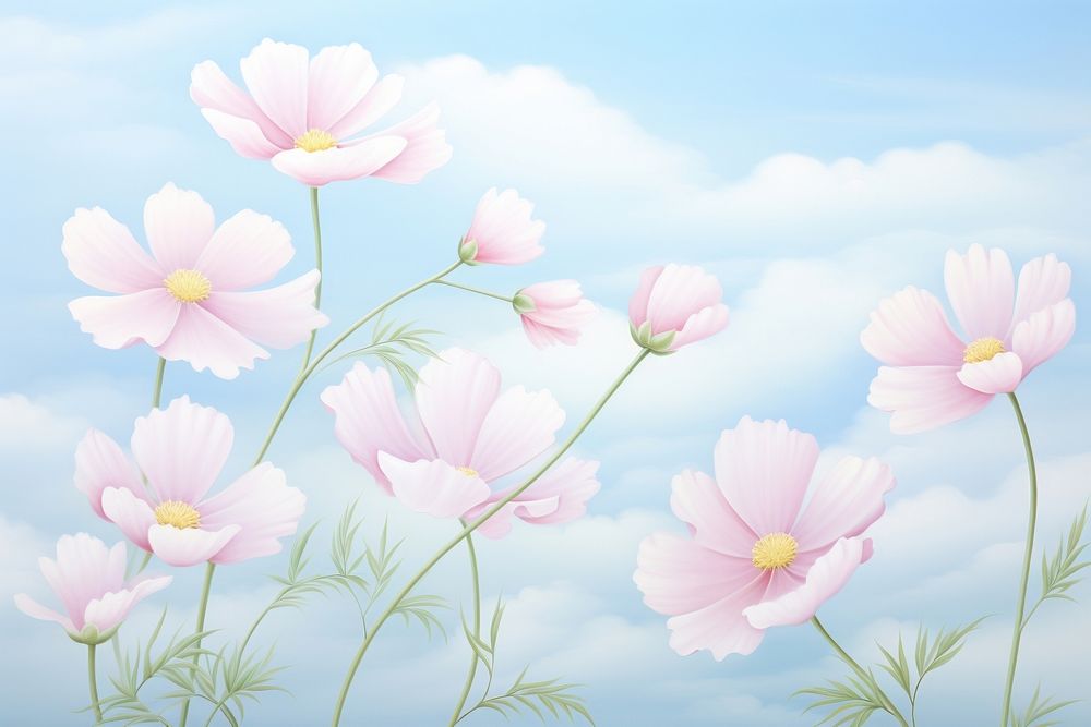 Painting of cosmos backgrounds outdoors blossom.