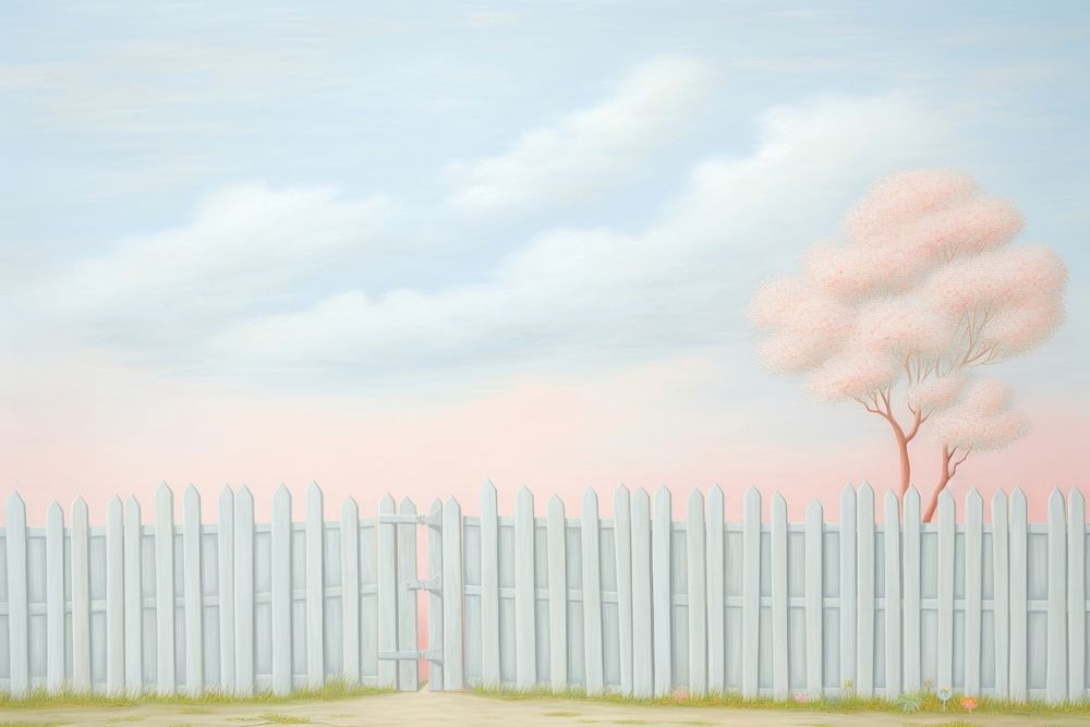 Painting of fence backgrounds outdoors nature.