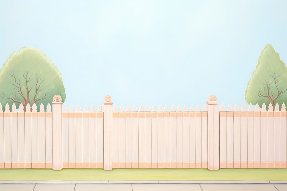 Painting of fence outdoors gate architecture.