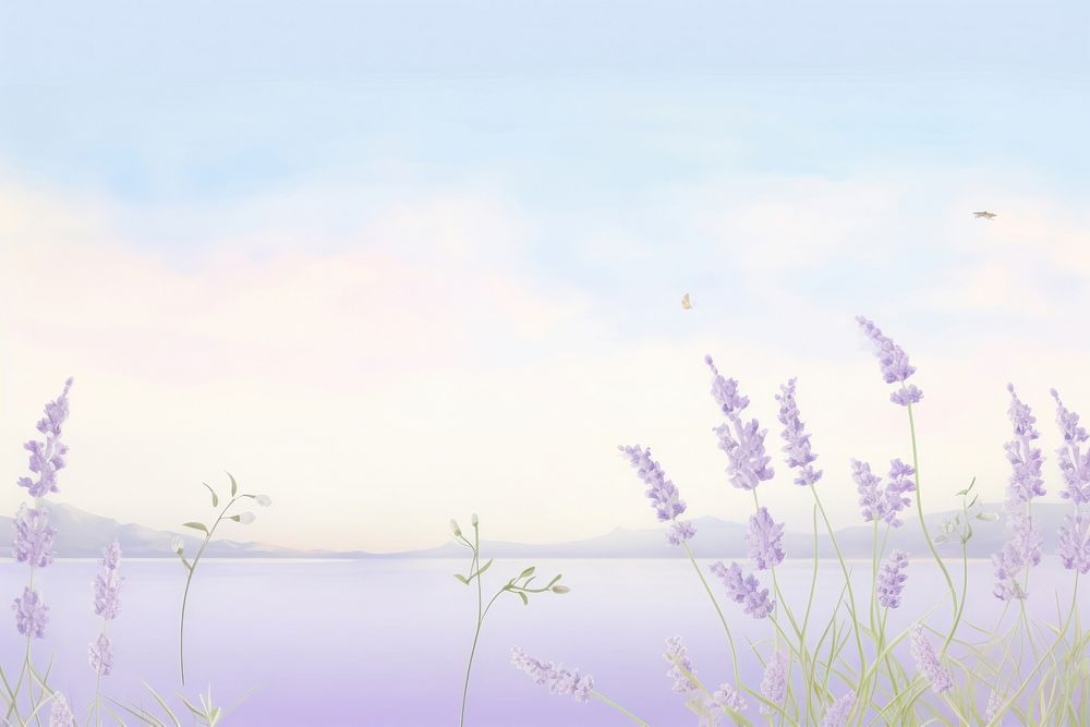 Painting of lavender landscape outdoors nature.