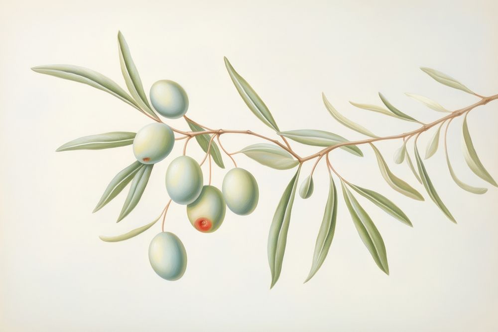 Painting of olive plant leaf tree.