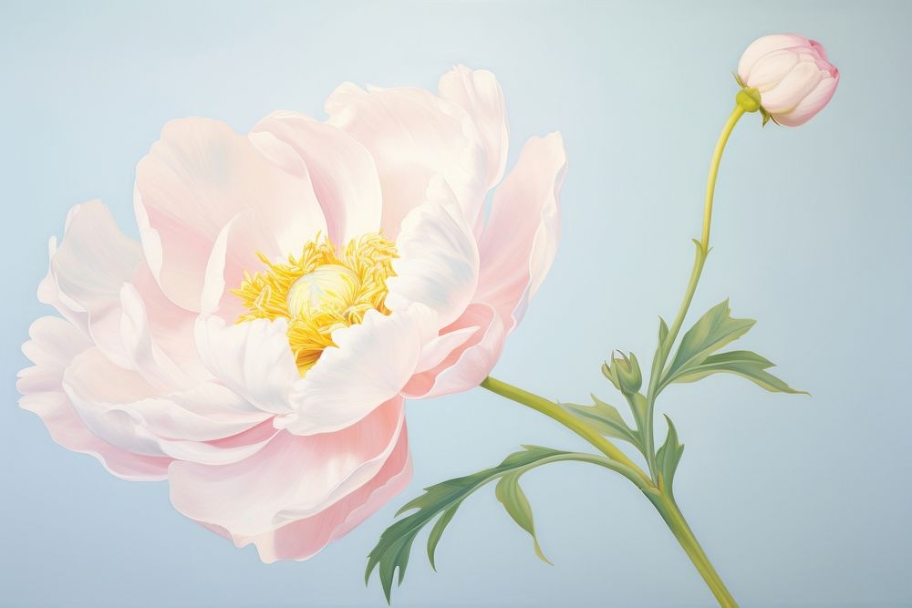 Painting of peony blossom flower petal.