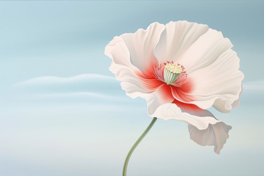 Painting of poppy blossom flower petal.