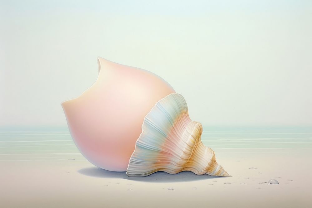 Painting of shell conch invertebrate seashell.
