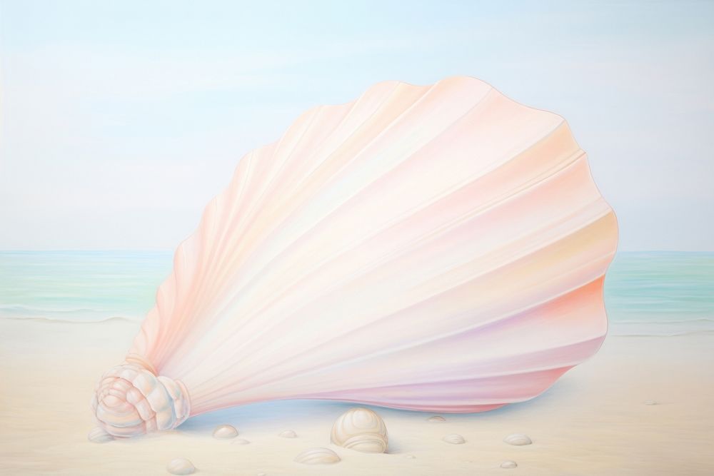 Painting of shell conch invertebrate outdoors.