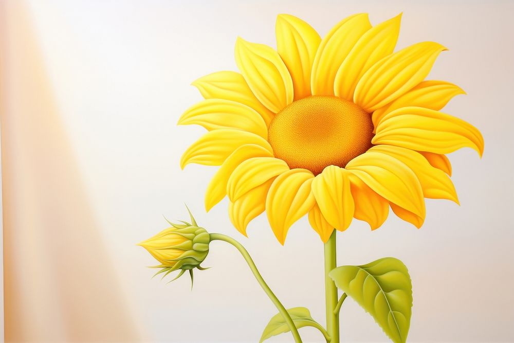 Painting of sunflower petal plant inflorescence.