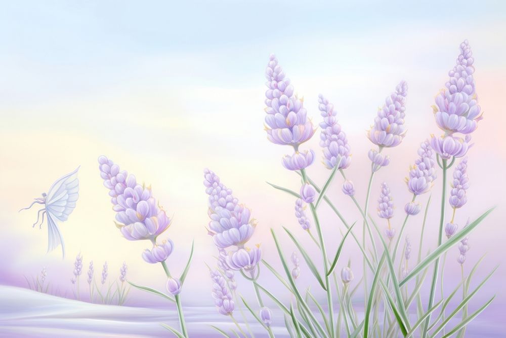 Painting of super close-up lavender backgrounds outdoors blossom.