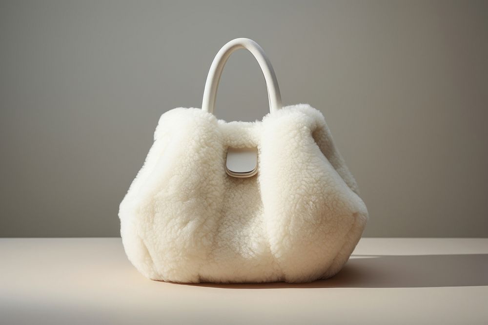 White textured faux-shearling bag handbag accessories accessory.